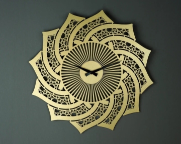 Geometric Unique Stainless Steel Islamic Wall Clock - Arabic Home Decor