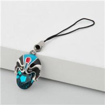 Beijing Opera Facial Masks Shape Swarovski Stone Mobilehphone Chain