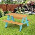 Kids Wooden Outdoor Picnic Table Bench Set