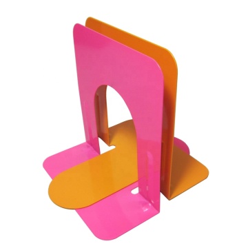 Customized Pink Metal Book Stand Organizer for Colorful Home Office
