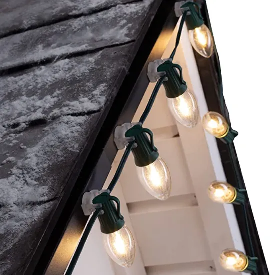 Outdoor Christmas Decorative Lighting Installation: C7 C9 Sockets with SPT-1 SPT-2 Strong Magnetic Clips