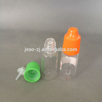 China manufacturer plastic 10ml nicotine liquid bottle with childproof cap