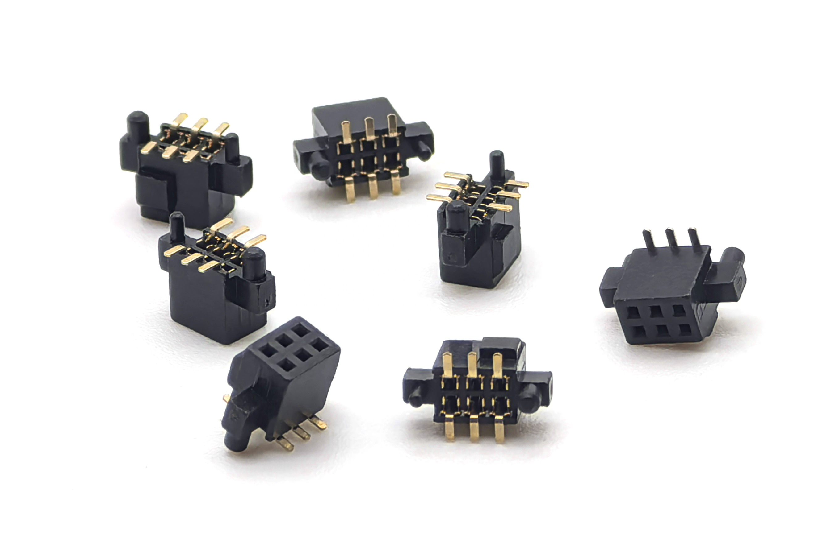 1.27mm Pitch Female Header Connector Dual Row SMT With External Posts of Different Sizes U-Type H4.3mm 2*3P