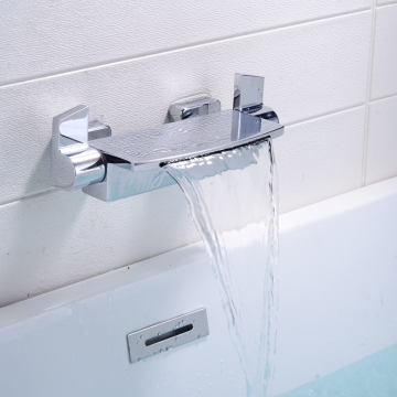 Elegant Wall-Mounted Chrome Waterfall Bathtub Faucets for Bathroom