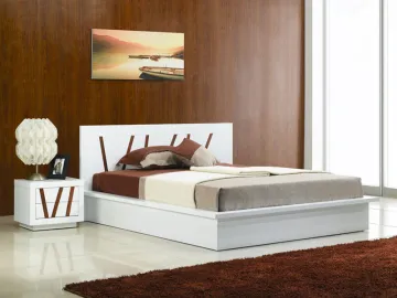 Modern white high gloss finish bedroom furniture