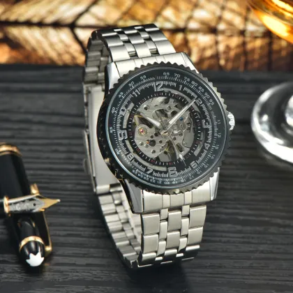 Hot sale clock steel mechanical watches men