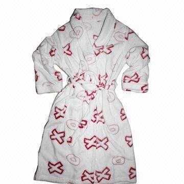 Ladies' Plush Bathrobes with Printed Burnout, Fashionable Design, Super Soft and Comfortable