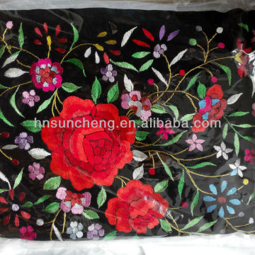 Black Spainish flamenco piano big shawl with flower patterns -100% handmade Chinese silk embroidery-135cm