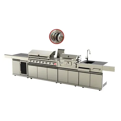 Modern Outdoor Kitchen Motor Rotisserie Luxurious Commercial BBQ Grill