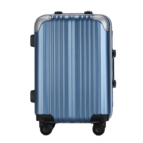 ABS PC aluminum frame blue trolley luggage