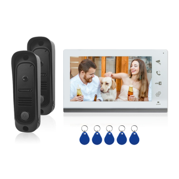 Cámara de timbre HD de 7 pulgadas con control de acceso RFID: intercomunicador de video con cable para la seguridad de los apartamentos