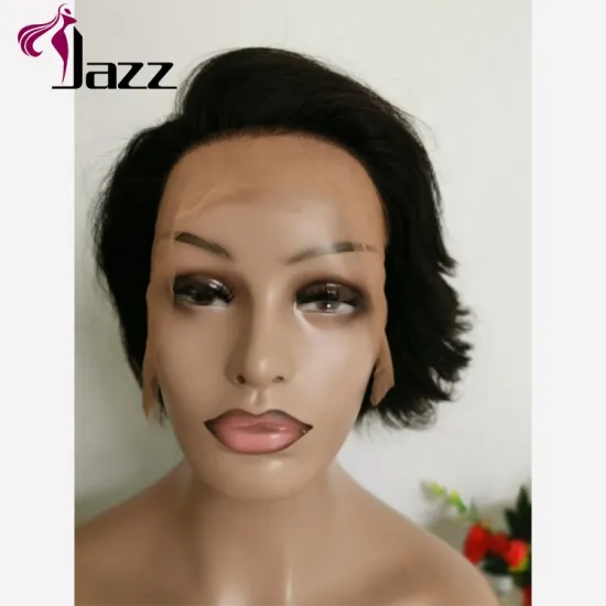 Hepburn Cut natural color brown color Short length lace front Human hair Wig