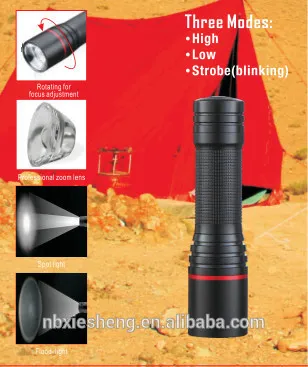 Professional zoom lens high power LED Flashlight