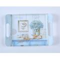 Floral Design Melamine Serving Tray with handle