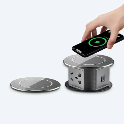 YINKA Concealed Kitchen Tabletop Island Countertop Built-in Lift Socket