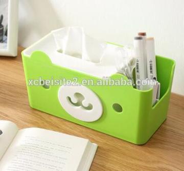 CY059 Multi-functional 4 colors Tissue Box Cute Bear Paper Holder With Storage Grid