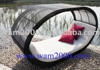 Patio aluminum pe rattan sunbed for outdoor