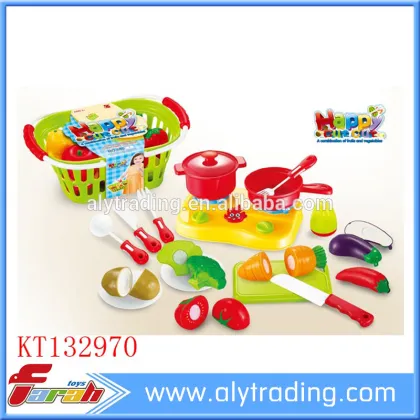 Plastic dinner set Kids Kitchen play toys kitchen cooking toys with vegetable