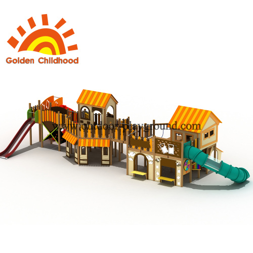 Gelber Haus-Dach-Kombinations-Spielplatz für Verkauf