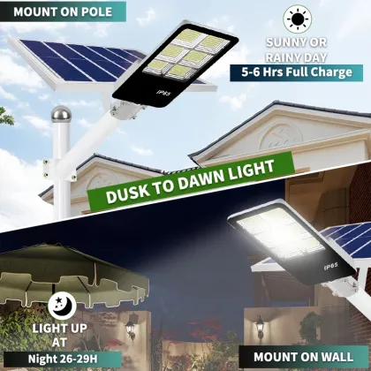Solar Street Lights: LED, IP65 Waterproof, 100w-300w, Sunlight Powered Garden & Outdoor Lighting