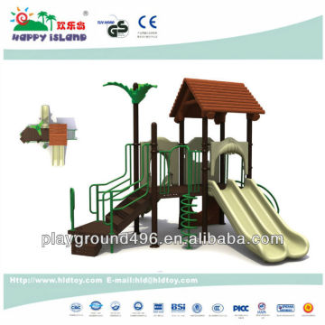 Freestanding outdoor playground equipment with slide