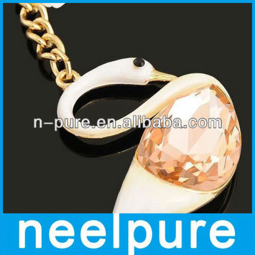 Swan Shape Promotional Crystal Keychain