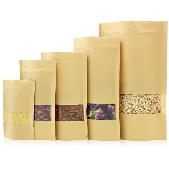 wholesale food grade kraft paper ziplock packaging bag