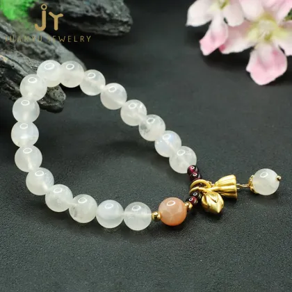 Lotus Shape Healing Crystal Bead Bracelets: Garnet, Crystal, and Moonstone Jewelry