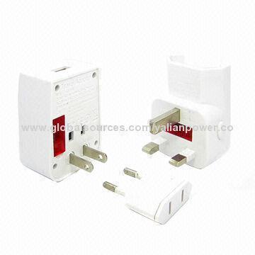 Travel Adapter with USB Charger, White and Black Colors