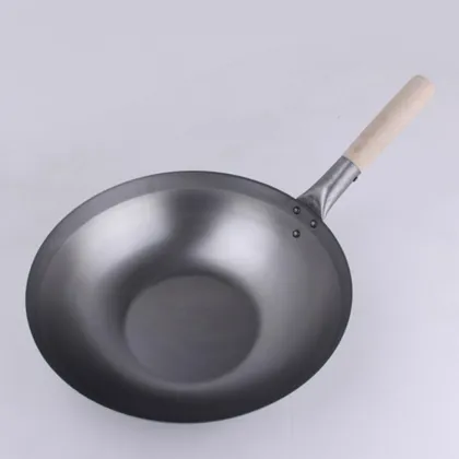 Restaurant Cooking 14 inch Wok Carbon Steel Wok flat Bottom Wok