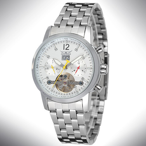 Mineral glass Stainless steel Tourbillon Auto Watch