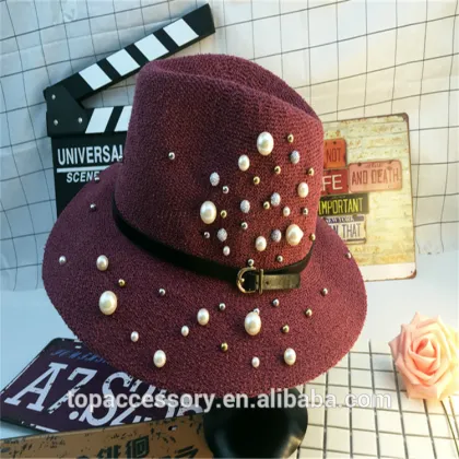 New Spring Pearl Apron Bowler Hats Travel Sun Hat For Women