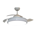 Ventilateur de plafond moderne rétractable blanc à 3 pales avec LED