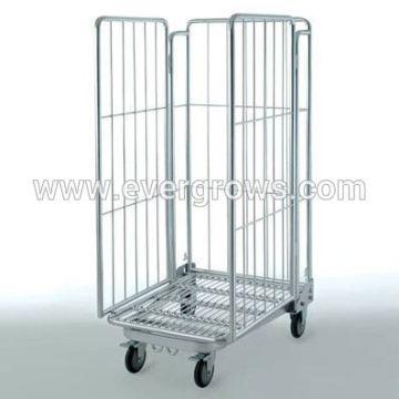 3 sides security metal wire mesh roll container/foldable roll cage