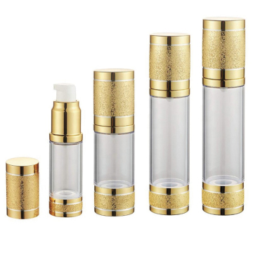Golden Luxury Clear Airless Cosmetic Bottle with Rolling Sands Cap and Base