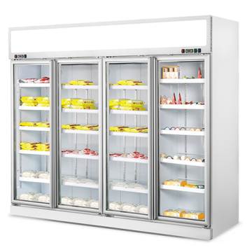 Supermarket Commercial Freezer Display: Glass Door Ice Cream and Seafood Cooler