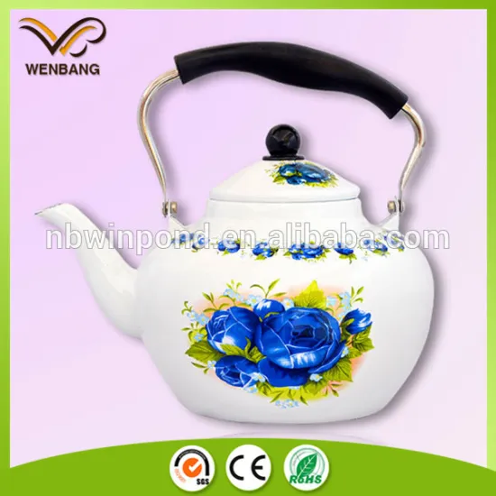 funny design enamel water pots, vintage style high quality camping kettle