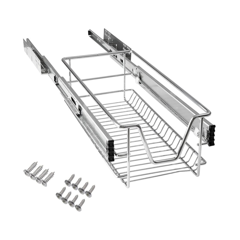 Telescopic Kitchen Dish Storage Rack Pull Out Drawer