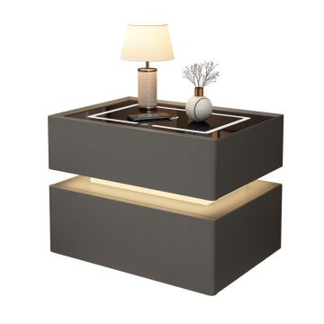 Wireless Charging Smart Bedside Table in Cherry Wood - Solid Wood Nightstand