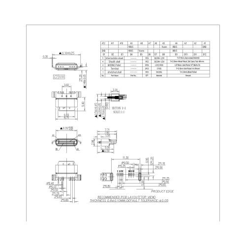 Type-C 8P Female 90° SMT H7.6