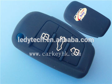 Environmental Silicone car key cover 3 buttons key shell silicone case for remote controll navy-blue