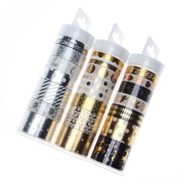 การตกแต่งฟอยล์ทองคำสีดำชุดเทป Washi ชุด 7