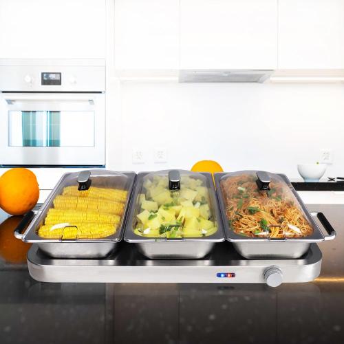 Triple Buffet Server with 3-Pan Warming Tray
