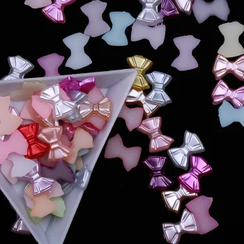 Wholesale ABS Bowknot Beads for Phone Case Decorations - White, 9*13mm