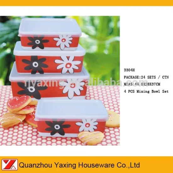YaXing Melamine 4PCS Rectangle food container mixing bowl