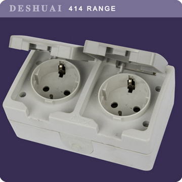 IP54 Waterproof Double Germany Type Wall Socket 414009