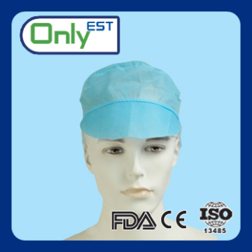 A grade health care disposable non-woven mob cap with peak