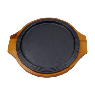 Pre-Seasoned Cast Iron Sizzling Plate with Wooden Base: The Perfect Cooking Pan