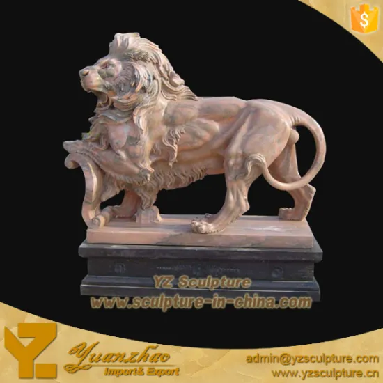 outdoor decoration life size natural stone standing lion statue