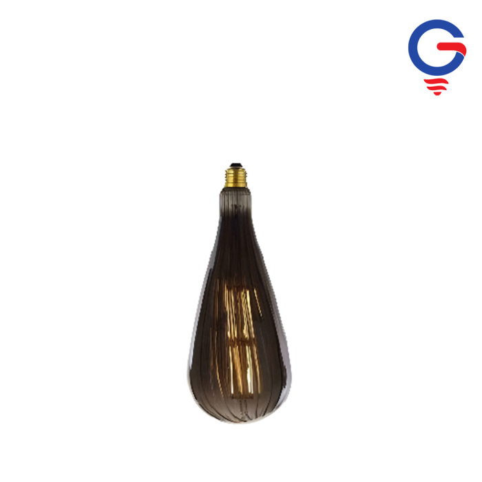 Smoke Gray Multi-Filament Vertical Striped Glass LED Bulb